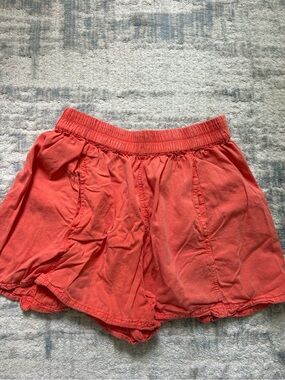 Free People Coral High-Waist Elastic Shorts